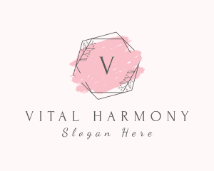 Watercolor Hexagon Wreath  logo design