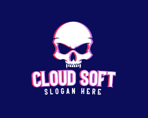 Skull Fangs Glitch logo design