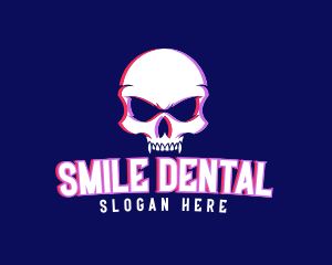 Skull Fangs Glitch logo design