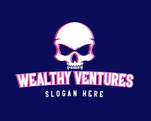 Skull Fangs Glitch logo design