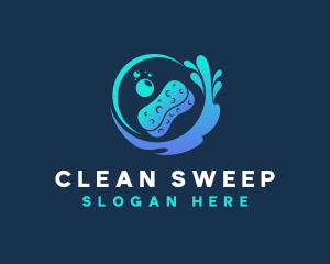 Wash Clean Sponge logo design