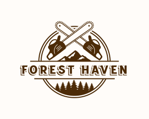 Chainsaw Mountain Forest logo design