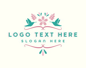 Garden Floral Hummingbird Logo