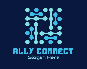 Blue Circuit Connection logo design