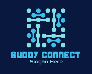 Blue Circuit Connection logo design