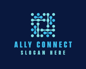 Blue Circuit Connection logo design