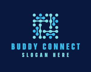 Blue Circuit Connection logo design