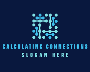 Blue Circuit Connection logo design