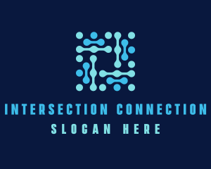 Blue Circuit Connection logo design