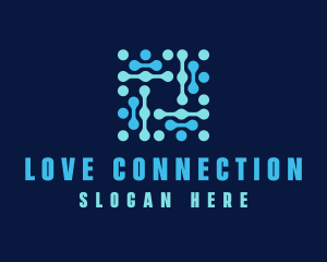 Blue Circuit Connection logo design