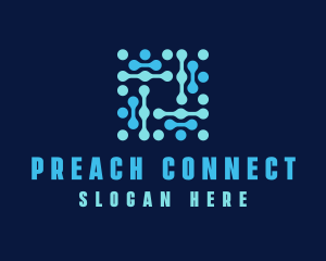 Blue Circuit Connection logo design