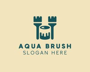 Brush Bucket Painting logo design