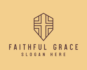 Brown Worship Cross logo design