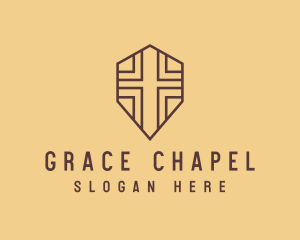 Brown Worship Cross logo design