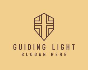 Brown Worship Cross logo design