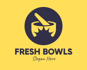 Yellow Mortar & Pestle logo design