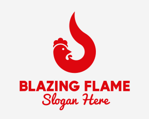 Red Chicken Flame logo design