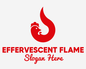 Red Chicken Flame logo design