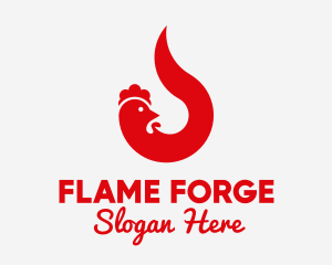 Red Chicken Flame logo design