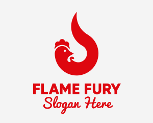 Red Chicken Flame logo design