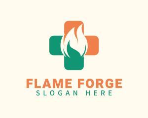 Medicine Flame Cross logo design