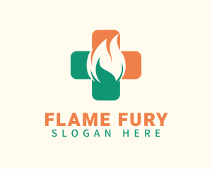 Medicine Flame Cross logo design