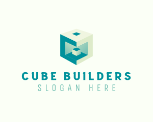 3D Construction Cube logo design