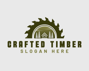 Cabin Forest Wood Saw logo design