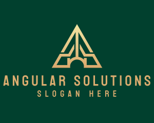 Triangle House Roof Letter A logo design