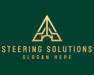 Triangle House Roof Letter A logo design