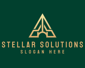 Triangle House Roof Letter A logo design