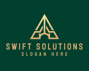 Triangle House Roof Letter A logo design