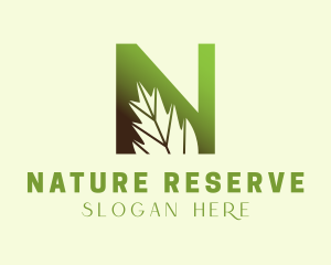 Eco Leaf Letter N logo design