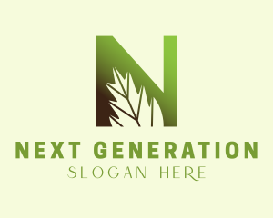 Eco Leaf Letter N logo design