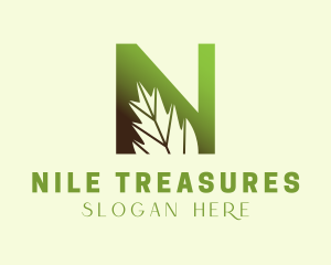 Eco Leaf Letter N logo design