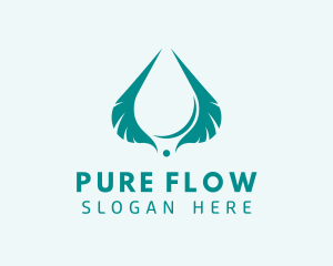 Feather Water Drop logo design