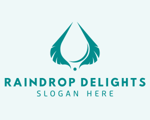 Feather Water Drop logo design