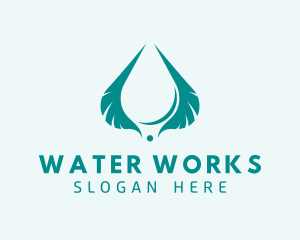 Feather Water Drop logo design