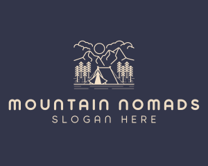 Monoline Tent Camping logo design