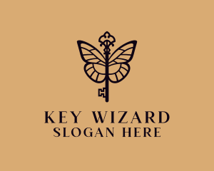 Elegant Key Butterfly logo design