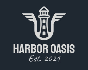 Gray Lighthouse Wings logo design