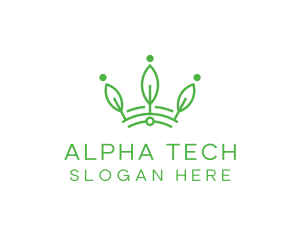 Green Leaf Tech Crown logo design