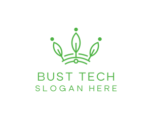 Green Leaf Tech Crown logo design