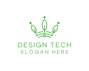 Green Leaf Tech Crown logo design