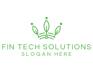 Green Leaf Tech Crown logo design