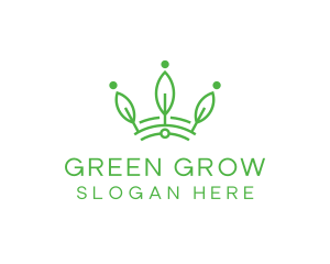 Green Leaf Tech Crown logo design