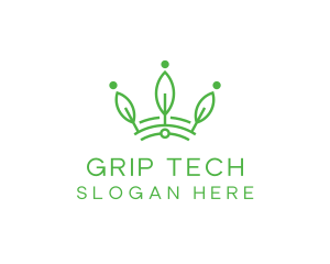 Green Leaf Tech Crown logo design