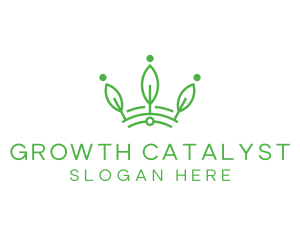 Green Leaf Tech Crown logo design