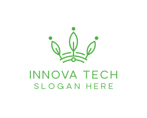 Green Leaf Tech Crown logo design