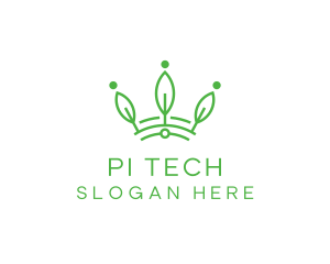 Green Leaf Tech Crown logo design